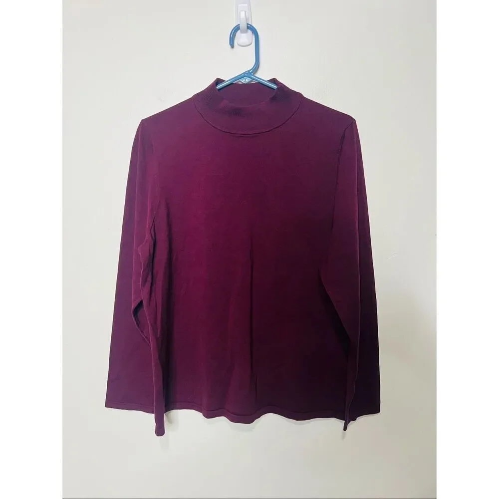 Pendleton Burgundy Mock Neck Sweater Women's Sz XL Silk Blend Exc Cond